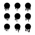 Black melt drips or liquid paint drops isolated